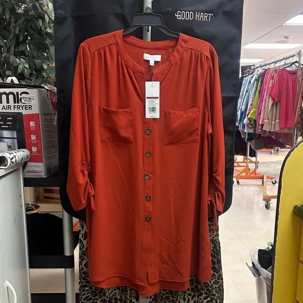 New Directions Burnt Orange Button-Down Shirt